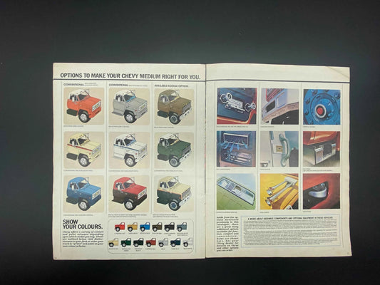Vintage 81 Chevy Mediums Dealership Brochure, 81 Chevy Trucks Brochure, 1981 Chevy Mediums Sales Brochure, Detroit Diesel Chevy Mediums