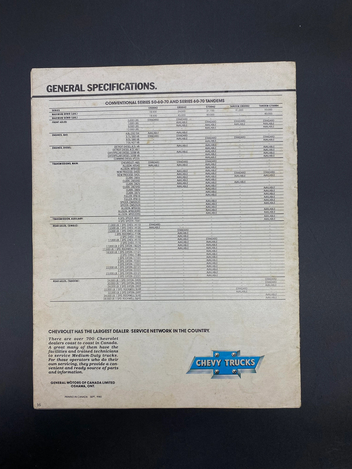 Vintage 81 Chevy Mediums Dealership Brochure, 81 Chevy Trucks Brochure, 1981 Chevy Mediums Sales Brochure, Detroit Diesel Chevy Mediums