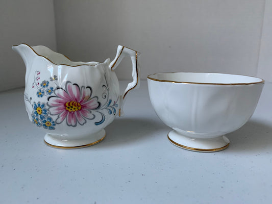 Vintage Aynsley Foral Cream & Sugar Dish, Aynsley Pattern 29, Gold Edge Floral Pattern Bone China Cream and Sugar, Aynsley Cream and Sugar