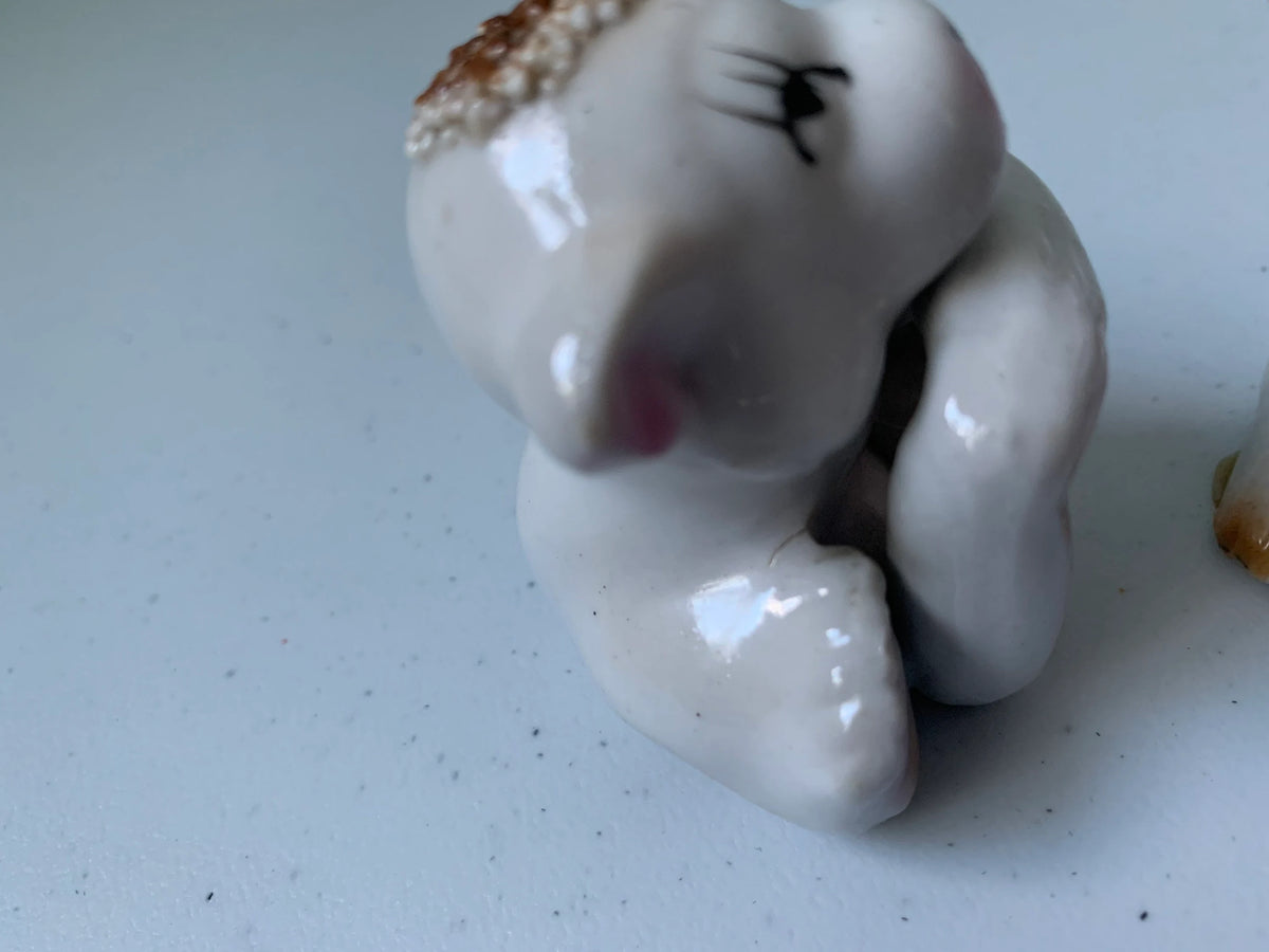 Vintage Spaghetti Porcelain Monkey Figures, Japan Monkeys in Poses Figurines, Thinking Monkey, Bashful Monkey, Surprised Monkey, Monkeys