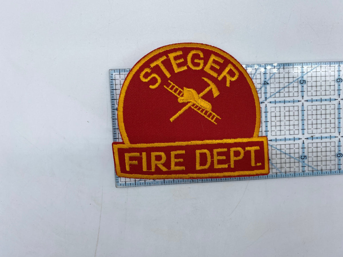 Vintage Steger Fire Department Patch, Steger Fire Dept. Patch, Red & Yellow Steger Fire Dept. Vintage Patch, Vintage Fire Department Patch