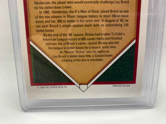 1991 Upper Deck 939 Stolen Base Leader Baseball Card, Vintage 91 Rickey Henderson Stolen Base Leader Upper Deck Error Card, Rickey Henderson