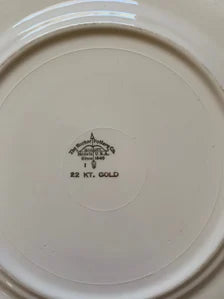 Vintage Dancing Couple Plate, The Harker Pottery Co, Made in USA, Edged 22kt Gold Swirled Plate, Marker Pottery Plate, Vintage Gold Plate