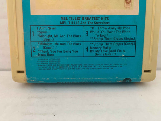 Mel Tillis Greatest Hits 8 Track, Mel Tillis 8 Track Cartridge, 1974 Mel Tillis, Vintage Mel Tillis and The Statesiders, MGM Records 8Track