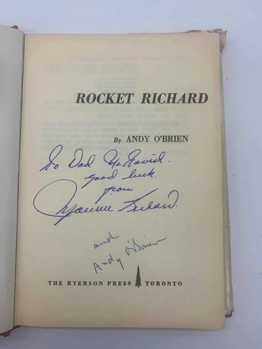 Vintage Rocket Richard by Andy O’Brien 1962, Signed by Author & Maurice Richard, Rare Signed Rocket Richard Book, Montreal Canadiens Book