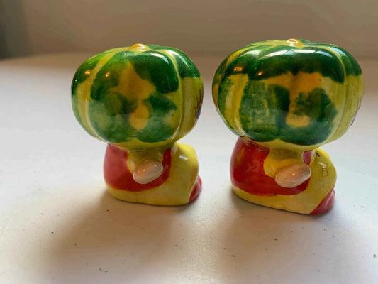 Vintage Anthropomorphic Pumpkin Salt & Pepper Shakers, Vintage Squash Salt and Pepper Shaker, Squash Salt and Pepper Shakers, Pumpkin Shaker