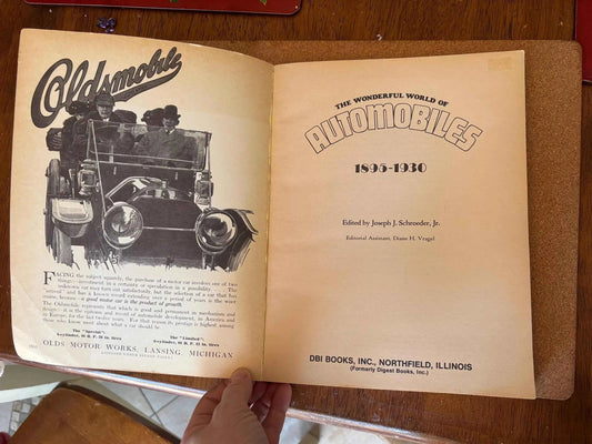 Vintage 1895-1930 The Wonderful World of Automobiles, 1895 The Wonderful World of Automobiles from 1971, 1895-1930 Automobile History Book