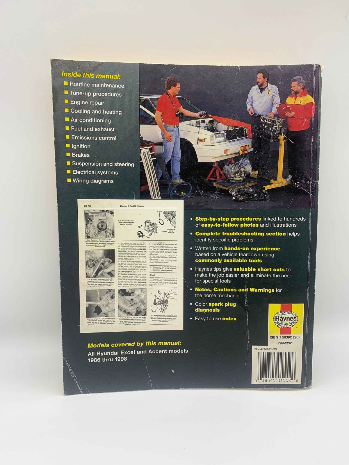 Haynes Repair Manual, Hyundai 1986 thru 1998, Based on a Complete tear down and rebuild, Haynes Hyundai Manual, Haynes Excel & Accent Manual