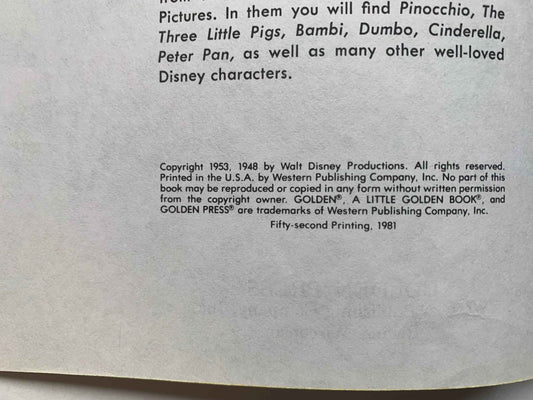 Vintage Walt Disneys Three Little Pigs Golden Book 1953, 106-33 Walt Disney’s The Three Little Pigs, Vintage The 3 Little Pigs Golden Book