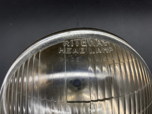 1930s Riteway HeadLamp #3644 The Cocoran-Brown Lamp Co, Glass Riteway Headlamp with Metal Casing, Rare Riteway Headlamp Glass with Casing