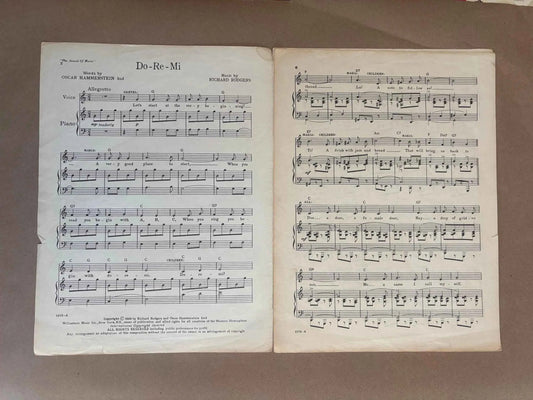 Vintage Do-Re-Mi Sheet Music from The Sound of Music by Rodgers and Hammerstein, Julie Andrews, 1959 Do-Re-Mi Sheet Music, Sound of Music