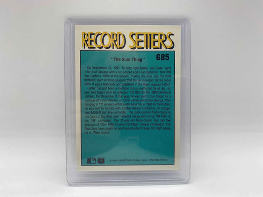 Vintage Joe Carter 1992 Fleer Baseball Card, Joe Carter Record Setters Fleer 92 Baseball Card, Joe Carter Baseball Card, Fleer 1992 Baseball