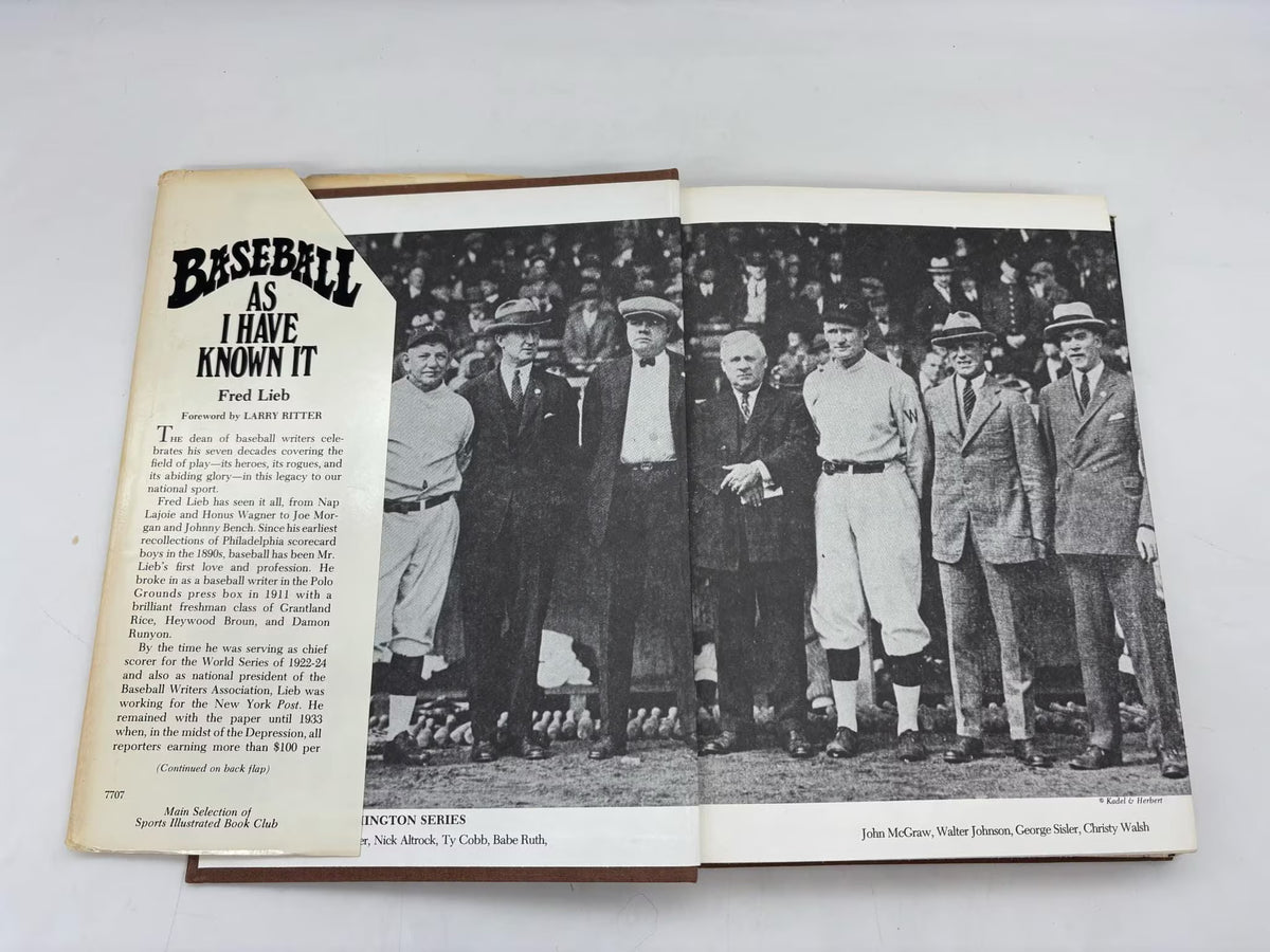 Vintage Fred Lieb Baseball as I Have Known It, 1977 Baseball As I Have Known It by Fred Lieb with Review of Book request inside Front Cover