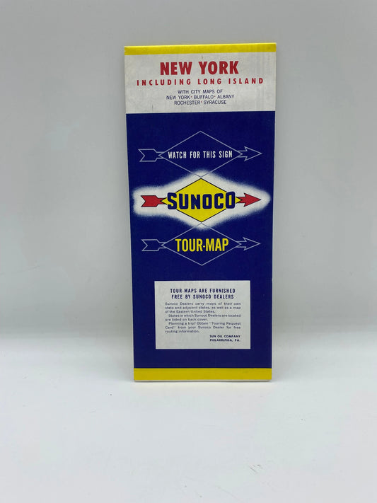 Vintage New York Sunoco Touring Map, 1959 Sunoco New York including Long Island Touring Map, Vintage Sunoco New York Touring Map, New York