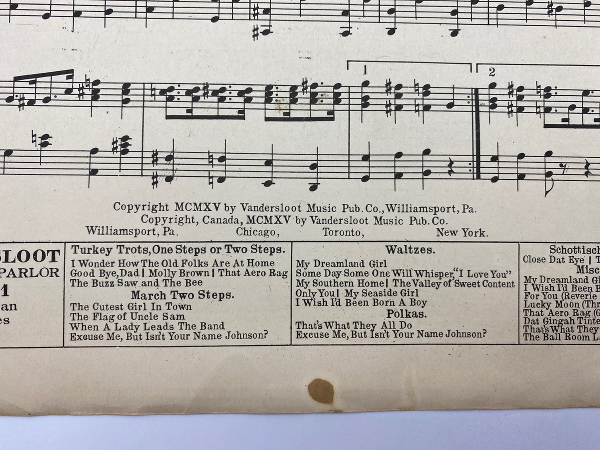 Antique December Morn. Fox Trot by Harry J. Lincoln Sheet Music. Rare 1915 December Morn. Fox Trot Composed by Harry J Lincoln Sheet Music