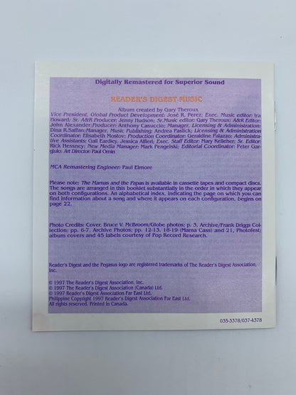 Vintage Readers Digest Music The Mamas and The Papas, 1997 The Mamas and The Papas Greatest Hits and First Performances, 3 Cassette Tapes