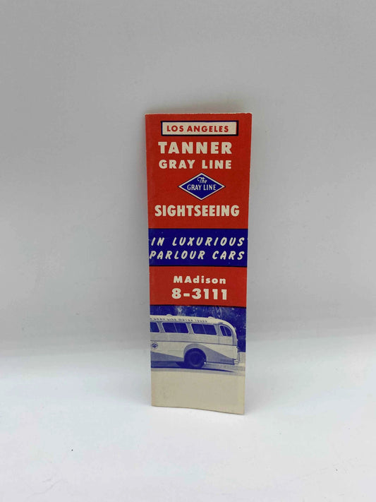 Vintage Tanner Gray Line Los Angeles Sightseeing Daily Tours Schedule, 1959 Tanner Gray Line Sightseeing Departure from Los Angeles, 1959 LA