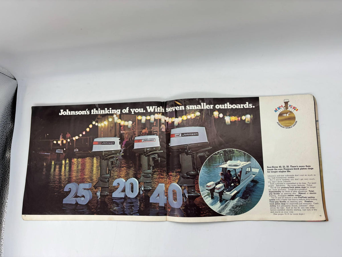 Vintage Johnson 73 Outboards Brochure, Johnson 73 Brochure, Johnson Sea-Horse 135, 115, 85, 65, 50, 40, 25, 20 73 Johnson Outboard Motor Brochure