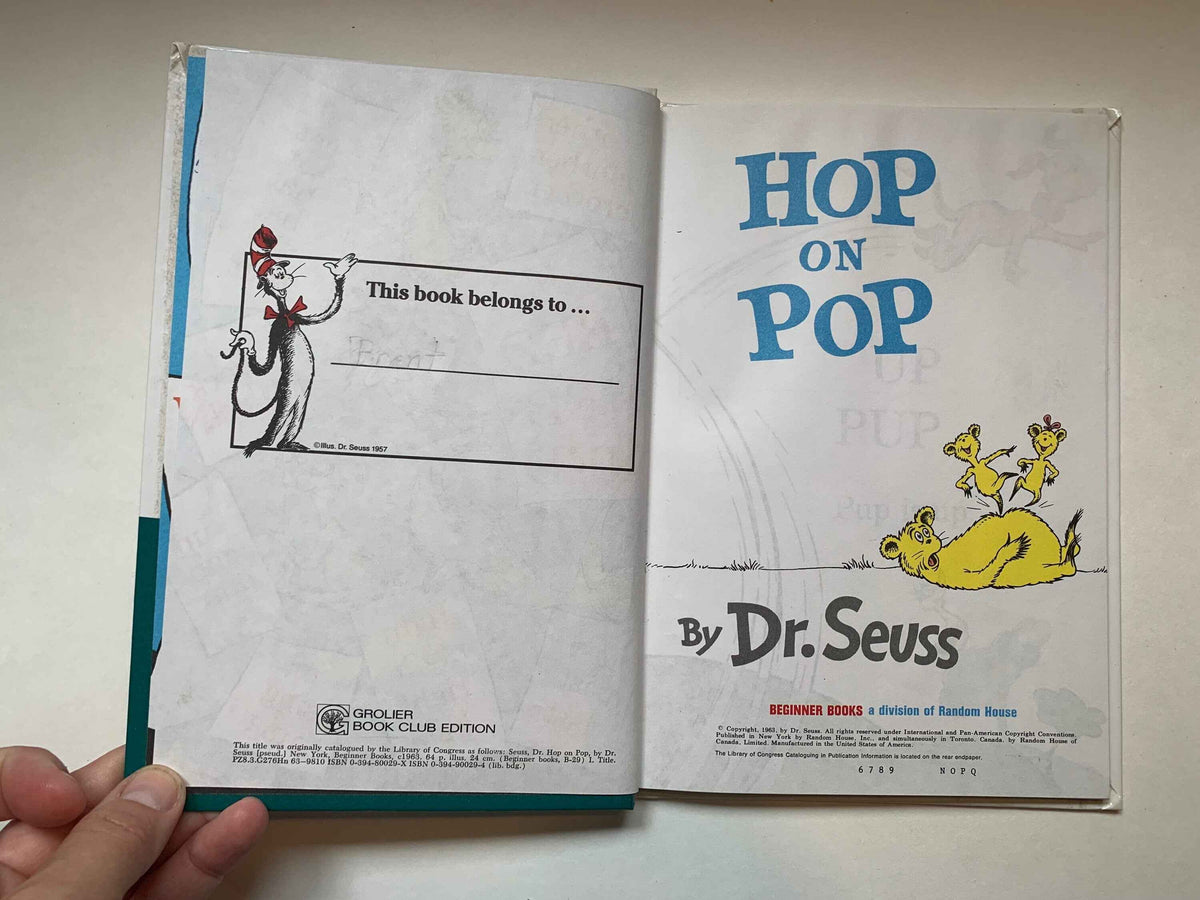 Vintage Hop on Pop by Dr Seuss, The Simplest Seuss for Youngest Use, Dr Seuss Book Club Edition, Kids Book, Dr Seuss Book, Vintage Dr Seuss