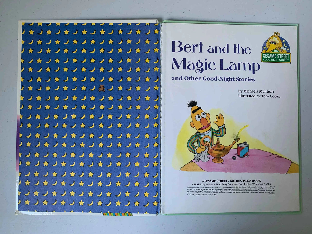 Vintage Bert and the Magic Lamp and Other Good Night Stories, Sesame Street Good Night Stories, A Golden Book, 1989 CTW, Ernie and Bert Book