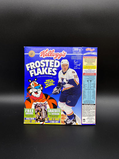 Vintage Frosted Flakes Brett Hull Signature Flattened Cereal Box, 1995 Brett Hull NHL Kellogg’s Frosted Flakes DonRuss Trading Trading Cards