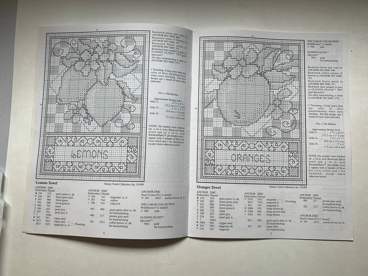Fruit Tarts & Towels Stoney Creek Collection Book 244, Fruit Cross Stitch Patterns for Dish Towels, Pot Holders, Cross Stitch Pattern, Pot
