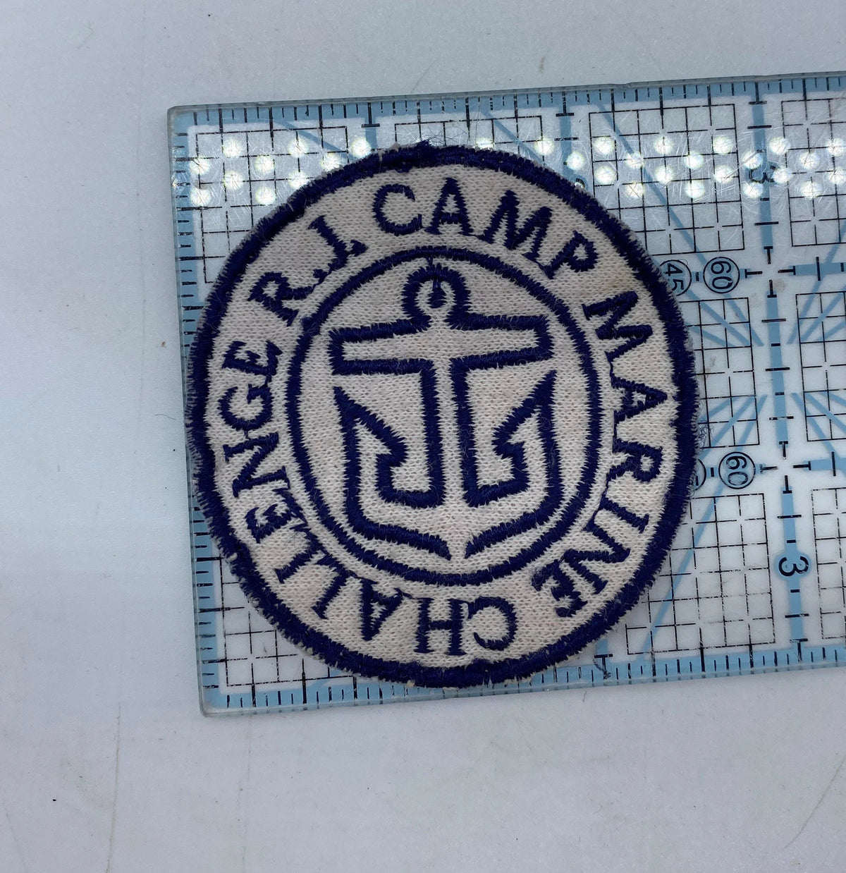Vintage RJ Camp Marine Challenge Patch, Camp Marine Challenge Patch, R.J. Camp Marine Challenge Patch, White & Blue Marine Patch, Marines