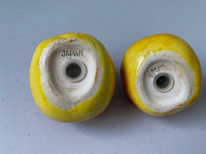 Vintage Apple Salt & Pepper, Japan Apples on their Sides Salt and Pepper Shakers, Red Apple With Green Stem Salt and Pepper Shakers, Apple