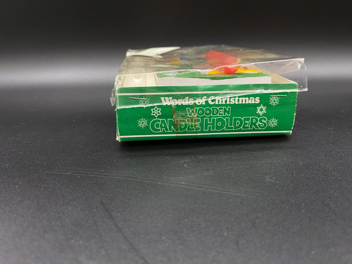 Vintage Words of Christmas Wooden Candle Holder Peace, In Box Peace Wooden Candle Holder, Words of Christmas PEACE Wooden Candle Holder