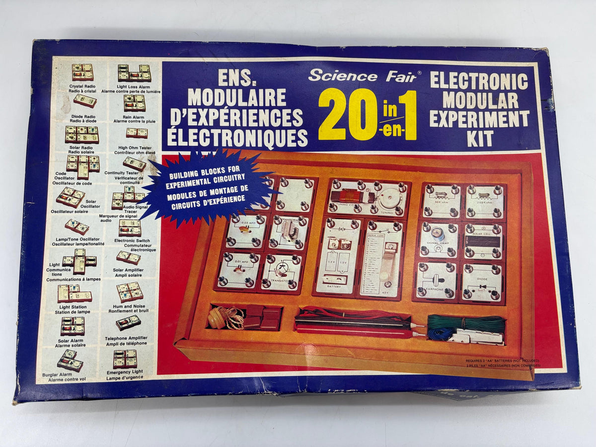 Science Fair 20 in 1 Electronic Modular Experiment Kit, 1971 Science Fair 20-in-1 Electronic Projects Kit No 28-245, Experimental Circuitry