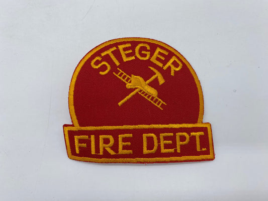Vintage Steger Fire Department Patch, Steger Fire Dept. Patch, Red & Yellow Steger Fire Dept. Vintage Patch, Vintage Fire Department Patch