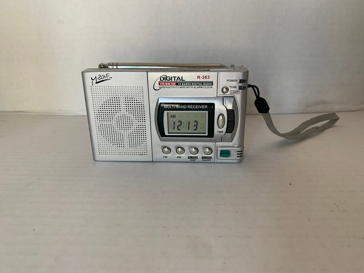 Vintage M-Zone Digital 10 Band Radio, Hi-Sensitivity Mini Radio with Alarm Clock, MZone Model R363, Multi Band Receiver, Mini Handheld Radio