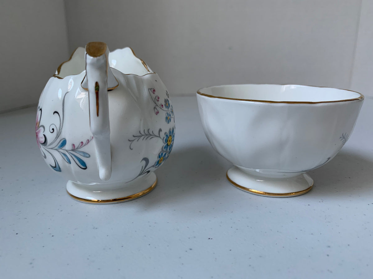 Vintage Aynsley Foral Cream & Sugar Dish, Aynsley Pattern 29, Gold Edge Floral Pattern Bone China Cream and Sugar, Aynsley Cream and Sugar