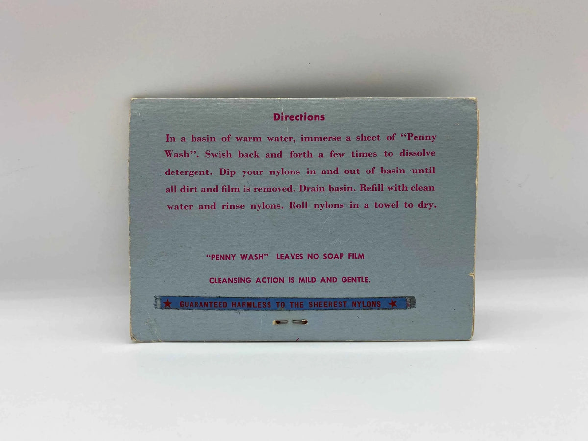Vintage Penny Wash for washing your Nylons, Penny Wash Detergent Impregnated Papers by the creators of Whisper Nylons, NOS Penny Wash Papers