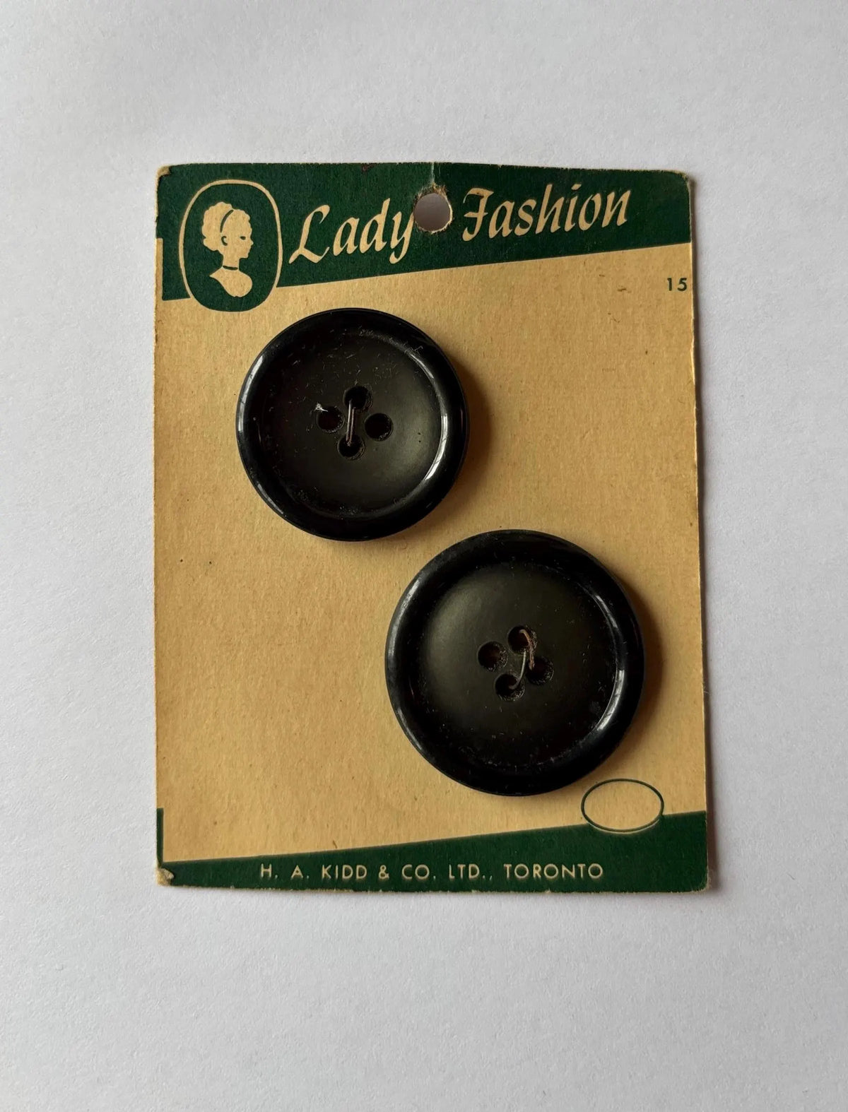 Vintage Lady Fashion 2 Grey Buttons 3cm & 3.3cm, Rare NOS 2 Sizes on Same Card 3cm and 3.3 cm Round Grey Pearl Plastic Buttons Lady Fashion