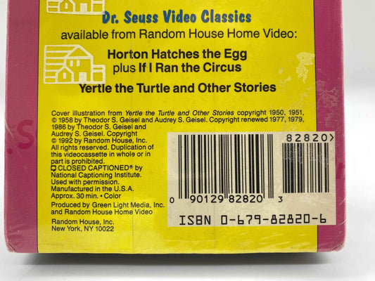 Dr Seuss Yertle the Turtle VHS Sealed, New Old Stock Yertle the Turtle VHS, Dr Seuss Yertle the Turtle New Old Stock VHS, Yertle the Turtle