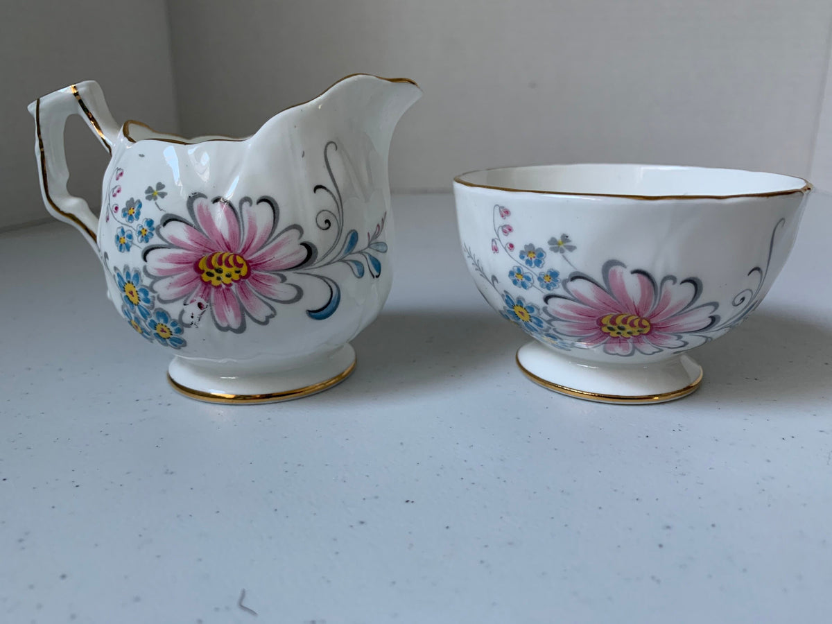 Vintage Aynsley Foral Cream & Sugar Dish, Aynsley Pattern 29, Gold Edge Floral Pattern Bone China Cream and Sugar, Aynsley Cream and Sugar