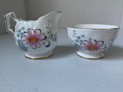 Vintage Aynsley Foral Cream & Sugar Dish, Aynsley Pattern 29, Gold Edge Floral Pattern Bone China Cream and Sugar, Aynsley Cream and Sugar