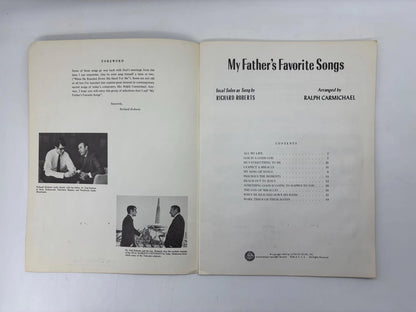 Richard Roberts My Father's Favorite Songs Voice Piano, Vocal Solos as Sung By Richard Roberts, 1969 Radio and Television Themes Sheet Music
