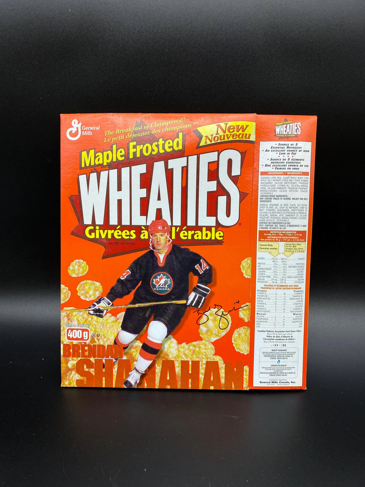 Maple Frosted Wheaties Brendan Shanahan Limited Edition Cereal Box, 2002 General Mills Maple Frosted Wheatie Brendan Shanahan Collectors Box