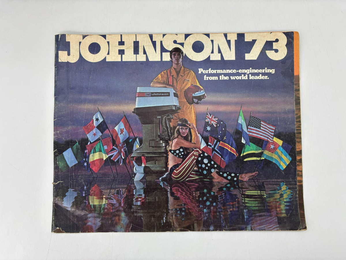 Vintage Johnson 73 Outboards Brochure, Johnson 73 Brochure, Johnson Sea-Horse 135, 115, 85, 65, 50, 40, 25, 20 73 Johnson Outboard Motor Brochure