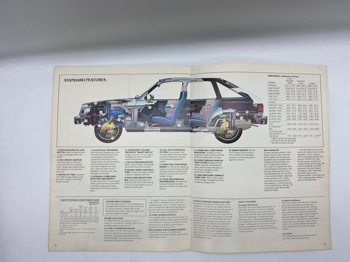The 1980 Chevette Brochure, Vintage 1980 Chevette Dealership Brochure, Chevette Scooter Hatchback Coupe Brochure 1980, 1980 Chevy Chevette