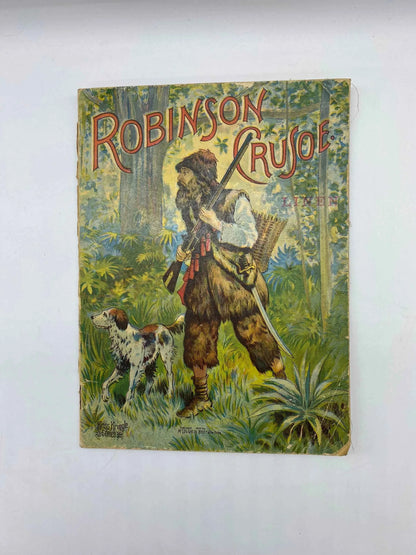 Antique Robinson Crusoe Kriss Kringle Series on Linen, Antique Linen Robinson Crusoe Illustrated Edition 1897, Antique Linen Book, 1897 Book