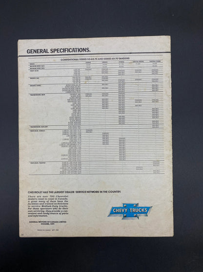 Vintage 81 Chevy Mediums Dealership Brochure, 81 Chevy Trucks Brochure, 1981 Chevy Mediums Sales Brochure, Detroit Diesel Chevy Mediums