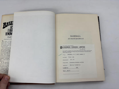 Vintage Fred Lieb Baseball as I Have Known It, 1977 Baseball As I Have Known It by Fred Lieb with Review of Book request inside Front Cover