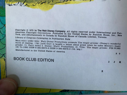 The Magic Grinder Walt Disney Productions, 1975 The Magic Grinder Random House Book Club Edition, Wonderful World of Reading Disney Book