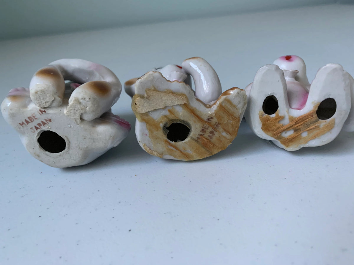 Vintage Spaghetti Porcelain Monkey Figures, Japan Monkeys in Poses Figurines, Thinking Monkey, Bashful Monkey, Surprised Monkey, Monkeys