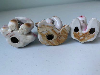 Vintage Spaghetti Porcelain Monkey Figures, Japan Monkeys in Poses Figurines, Thinking Monkey, Bashful Monkey, Surprised Monkey, Monkeys