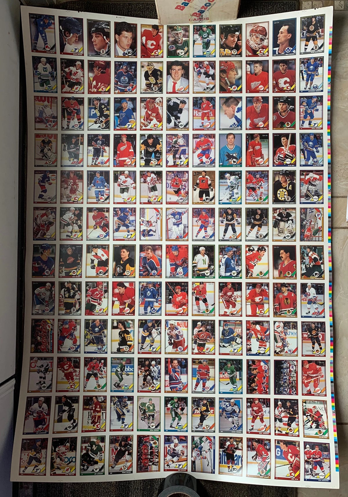 Bazooka Bubble Gum O-PEE-CHEE Hockey Card Sheet Promotion 4 Uncut Sheets, 132 Cards per Sheet, New Old Stock, 1991 o-pee-chee hockey cards