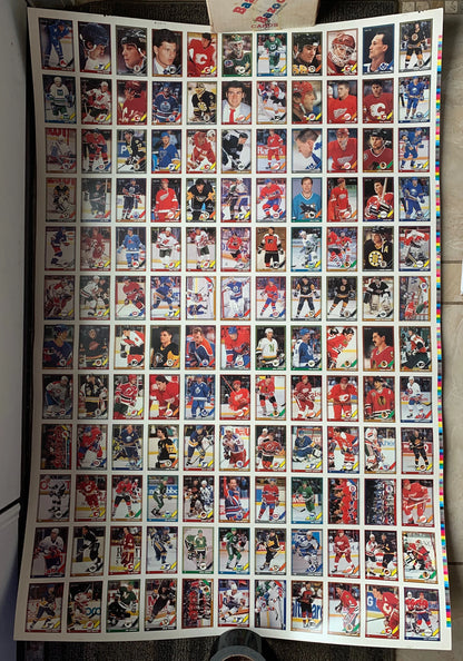 Bazooka Bubble Gum O-PEE-CHEE Hockey Card Sheet Promotion 4 Uncut Sheets, 132 Cards per Sheet, New Old Stock, 1991 o-pee-chee hockey cards